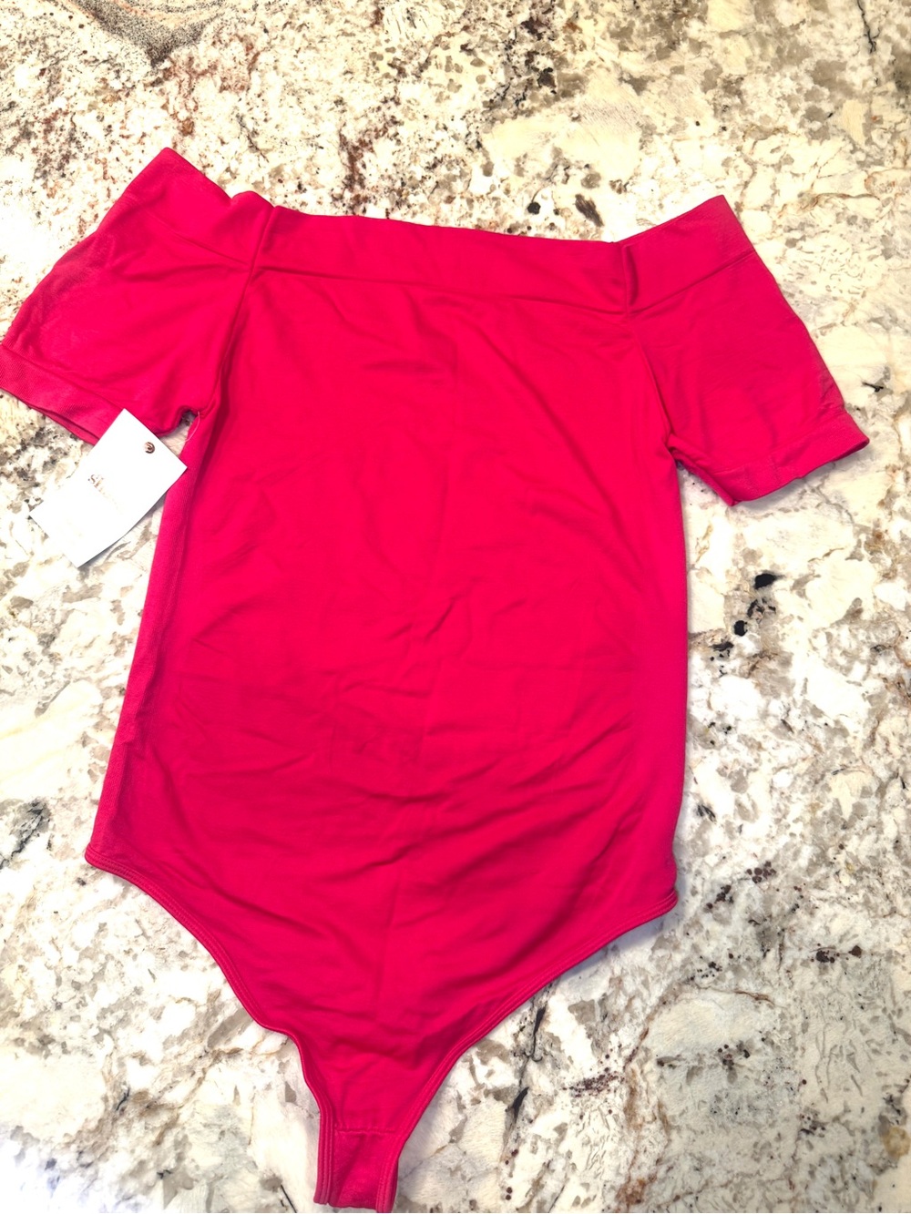 Shasa Ladies Off-Shoulder One-Piece Bodysuit in Hot Pink